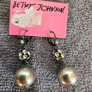 Betsey Johnson-Nordstrom  Pearl-Diamond Earrings
